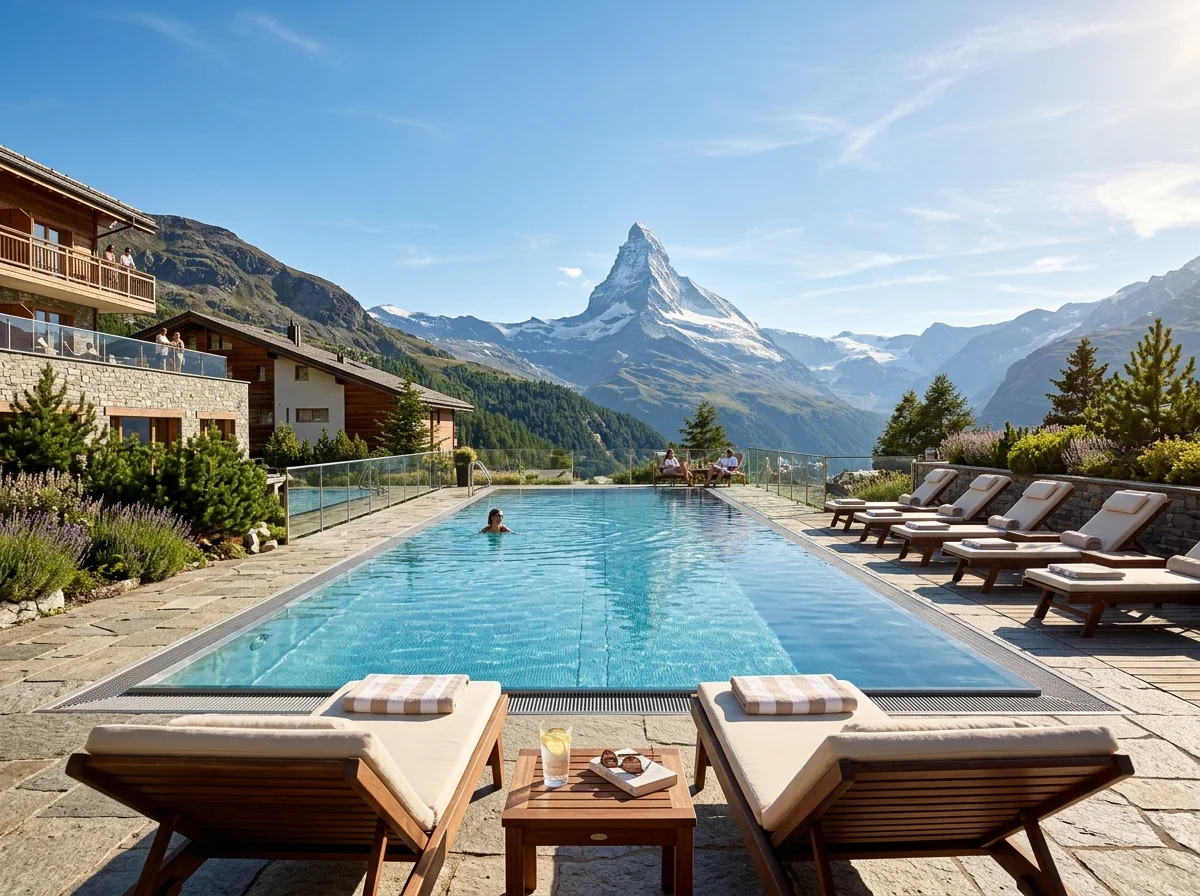 Piscina exterior con vista a las sierras