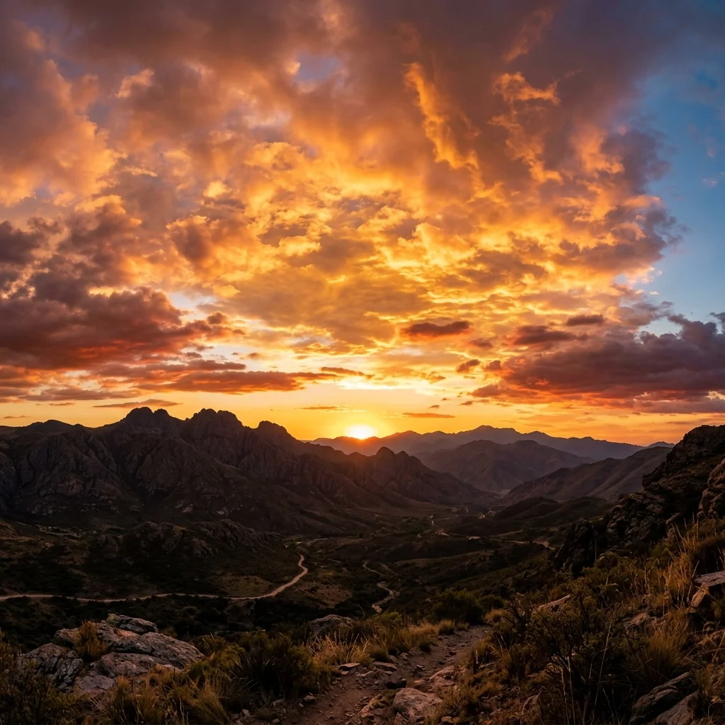Atardecer en la cumbre de la Sierra de Merlo