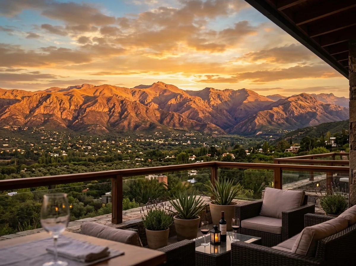 Vista panorámica de las Sierras Comechingones al atardecer